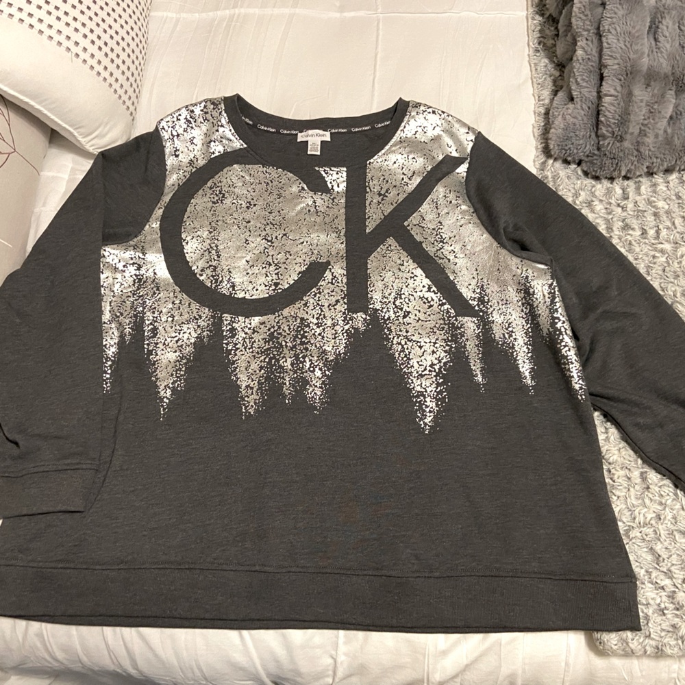 Calvin Klein logo Sweatshirt charcoal gray/silver